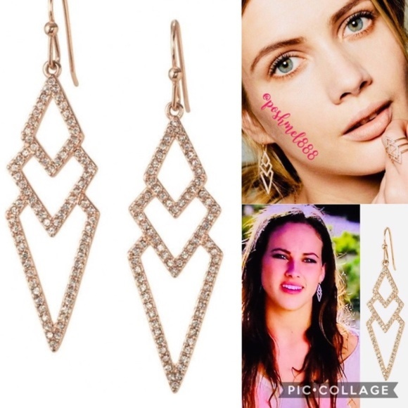 Stella & Dot | Rose Gold + Pavé Spear Drop Earrings - Picture 9 of 9